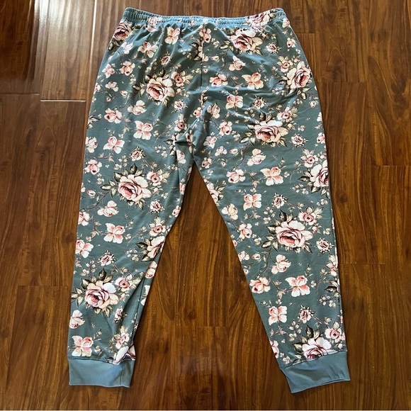 Lularoe Jax Jogger Sweat Pant Green Floral size 3XL - Picture 6 of 7